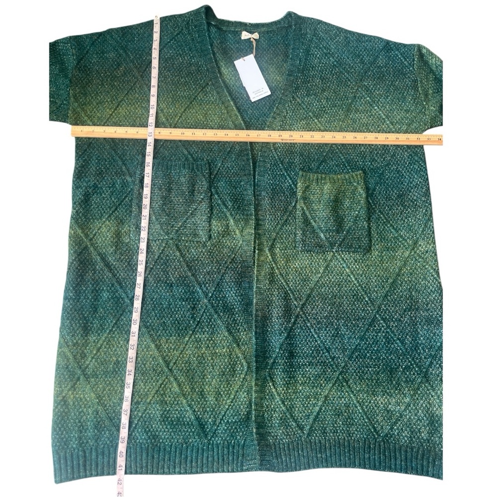 Talisman Green Ombre Long Cardigan Open Front Oversized One Size NWT - Picture 9 of 12